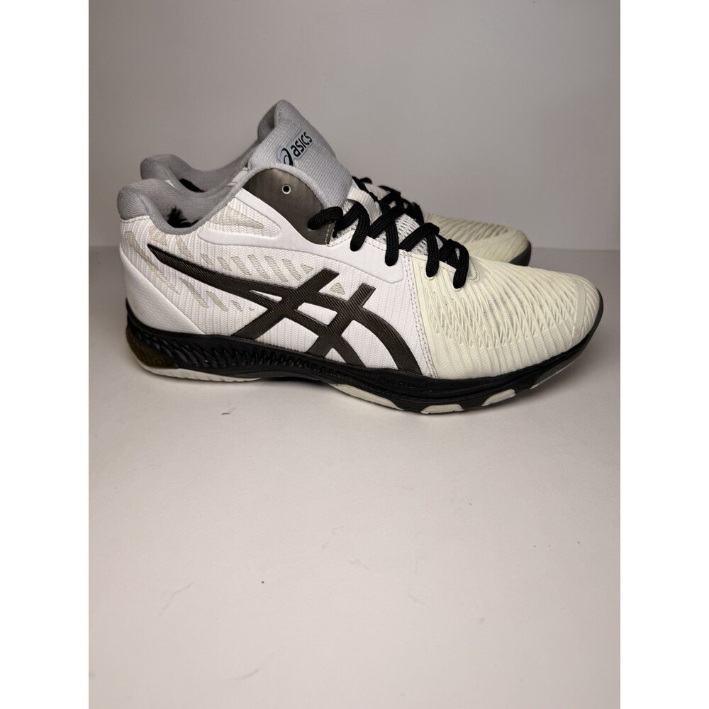 ASICS Volley Elite FF Mid White Black Volleyball Shoes 1051A042 Mens Size 9.5